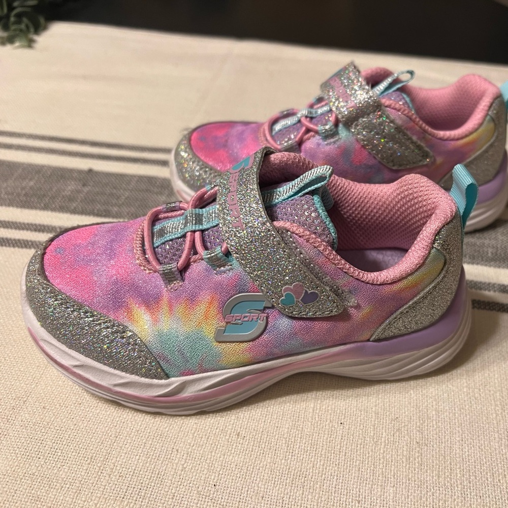 Skechers toddler girl sport S Abie, performance sneakers, pastel tie-dye, size 8